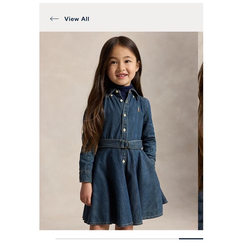 Ralph Lauren Blue Belted Cotton Denim Shirtdress / Size-3-3T - Picture 11 of 16